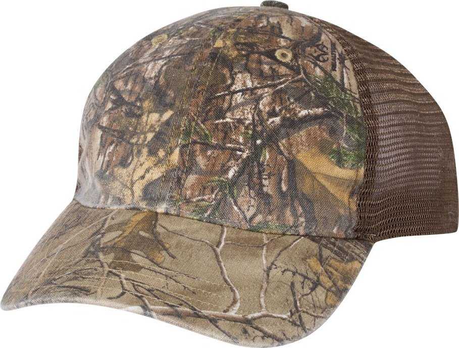Richardson 111p Washed Printed Trucker Caps - Realtree Edge Brown - Osfm