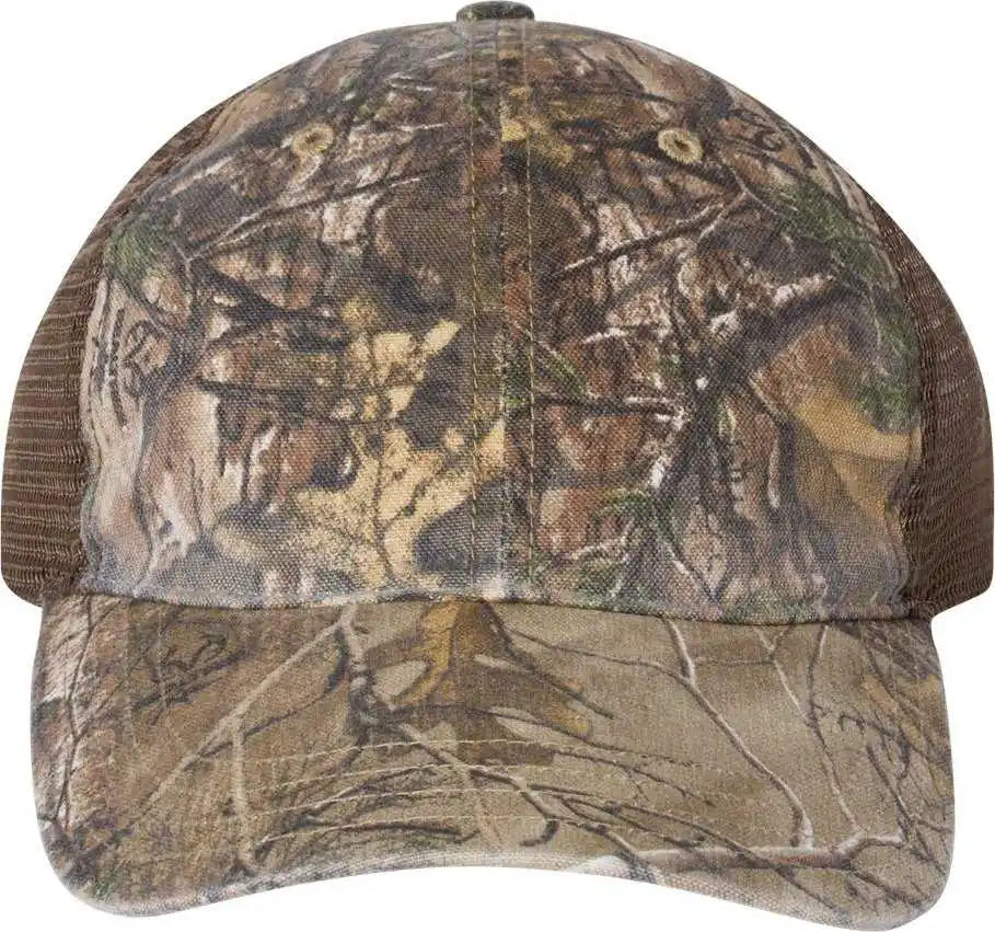Richardson 111p Washed Printed Trucker Caps Realtree Edge Brown / Osfm