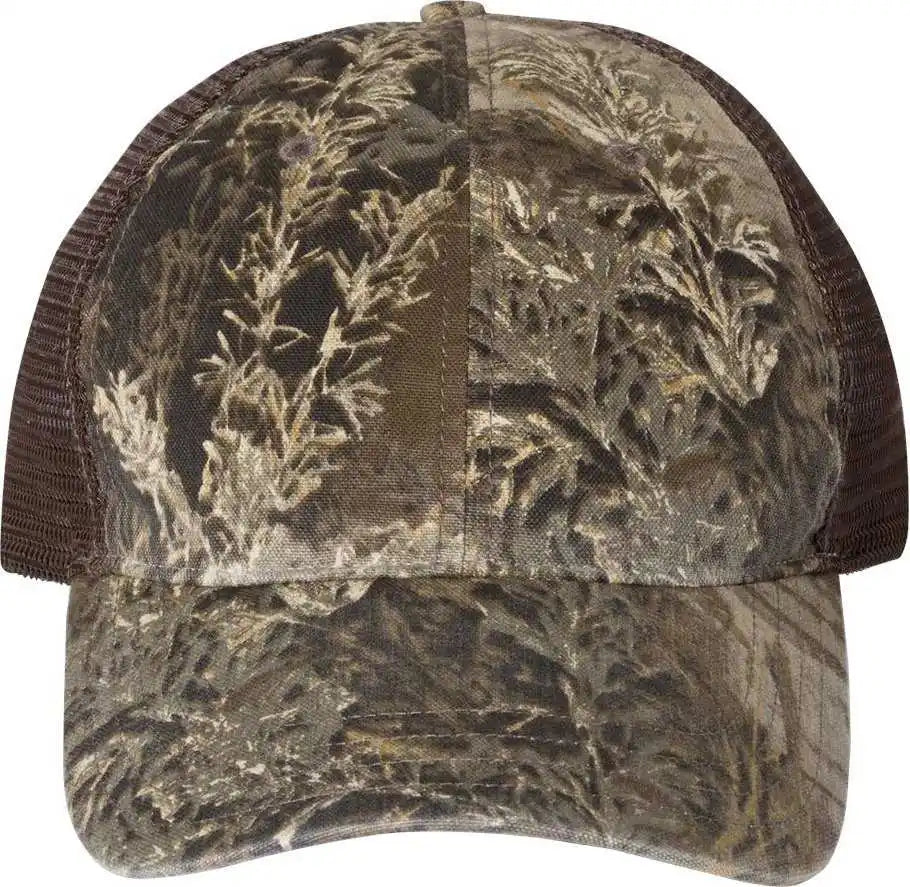 Richardson 111p Washed Printed Trucker Caps Realtree Max 1 Brown / Osfm