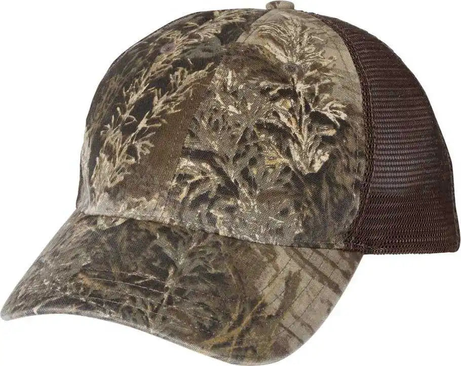 Richardson 111p Washed Printed Trucker Caps Realtree Max 1 Brown / Osfm