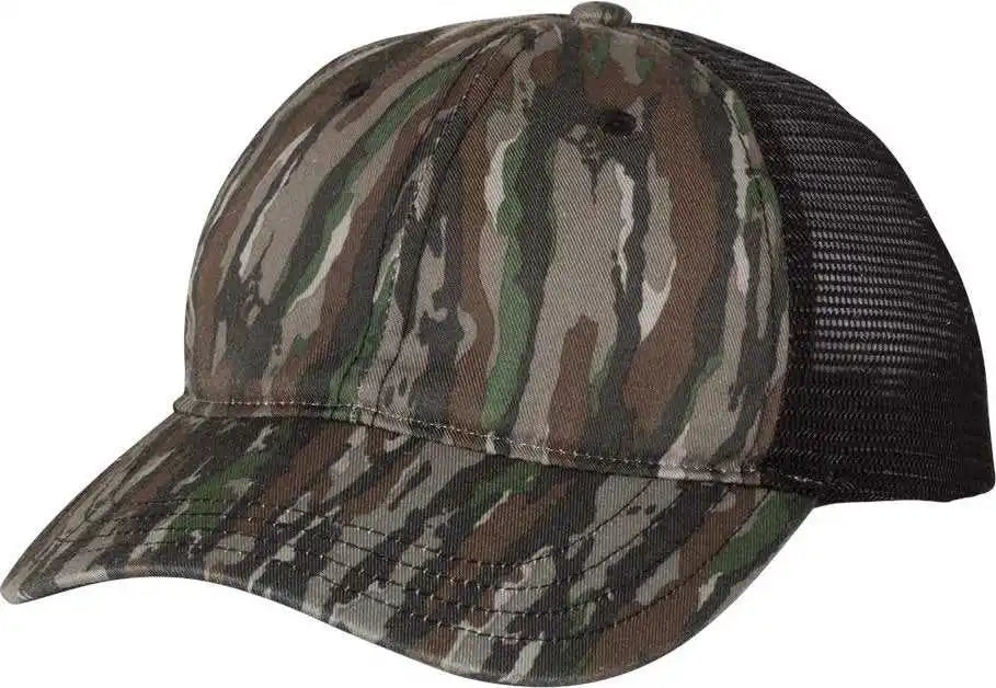 Richardson 111p Washed Printed Trucker Caps - Realtree Original Black - Osfm