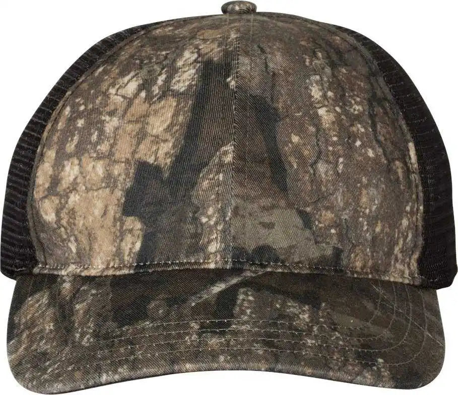 Richardson 111p Washed Printed Trucker Caps - Realtree Timber Black - Osfm
