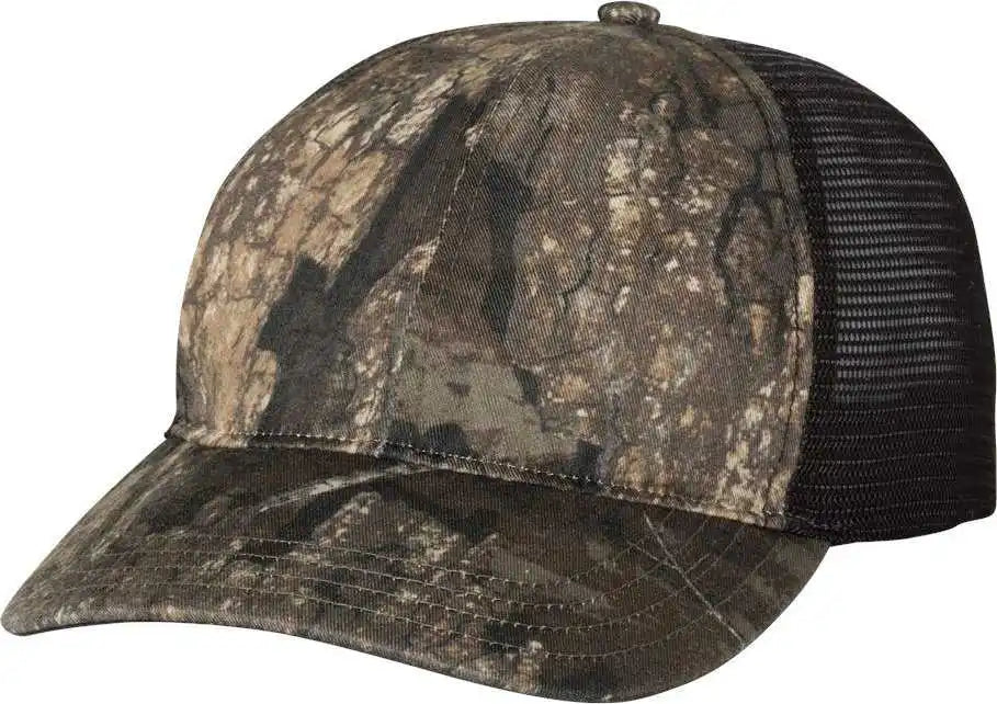 Richardson 111p Washed Printed Trucker Caps - Realtree Timber Black - Osfm