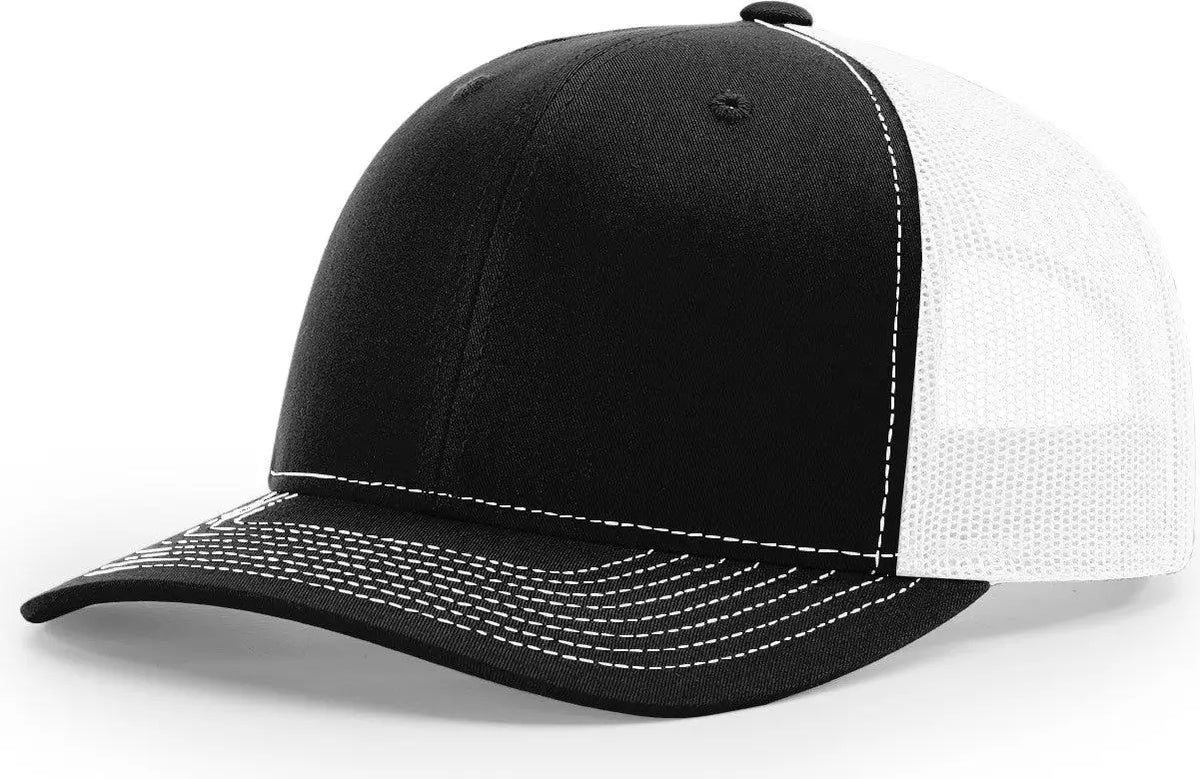 Richardson 112+ R-flex Adjustable Trucker Cap - Black White - Osfm