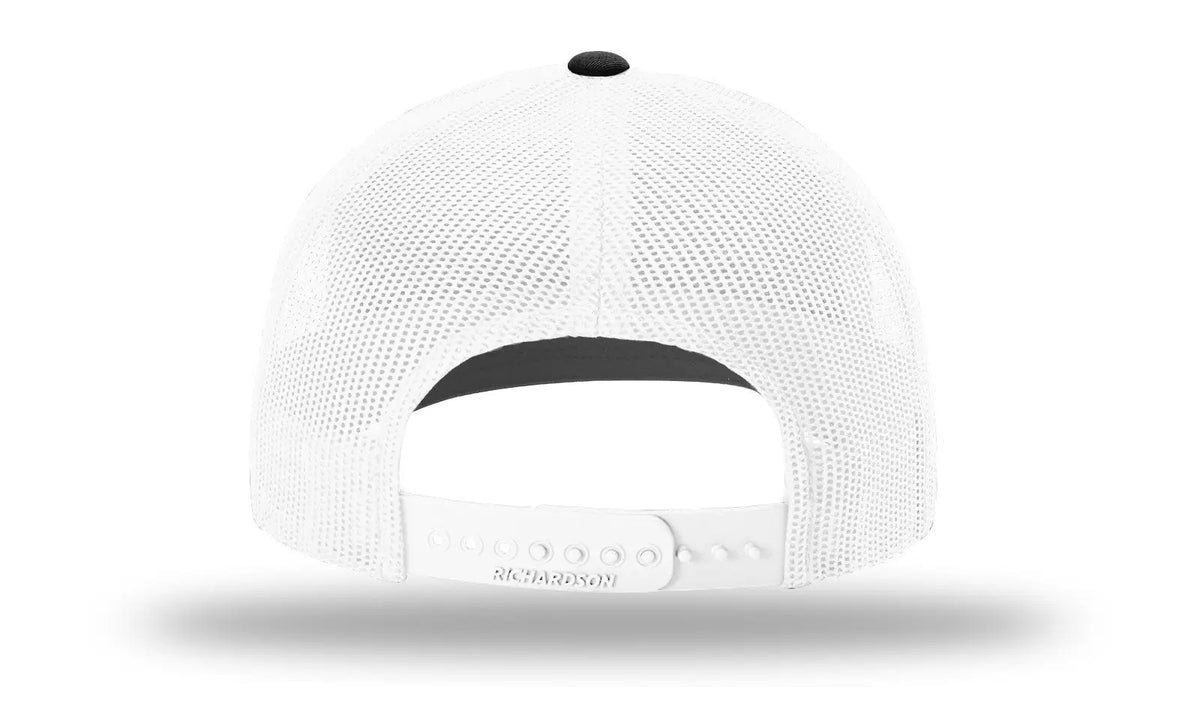 Richardson 112+ R-flex Adjustable Trucker Cap - Black White - Osfm