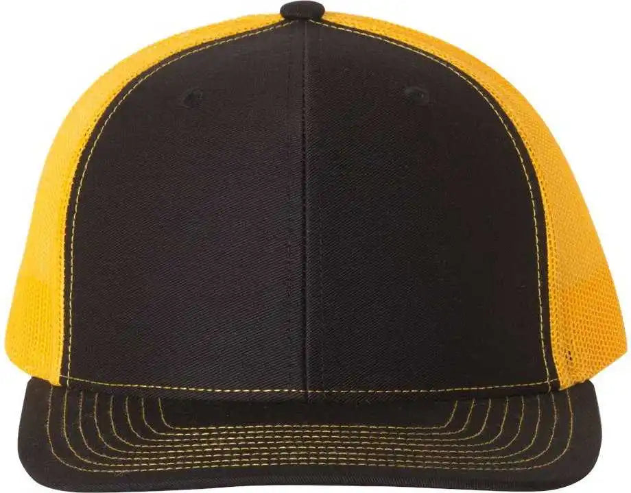 Richardson 112 Snapback Trucker Caps Black Gold / Osfm