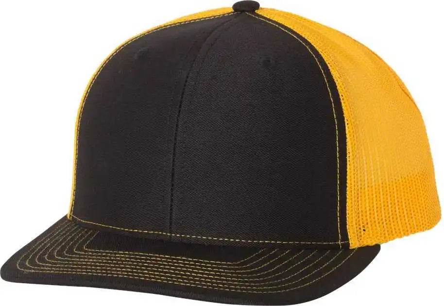 Richardson 112 Snapback Trucker Caps - Black Gold - Osfm