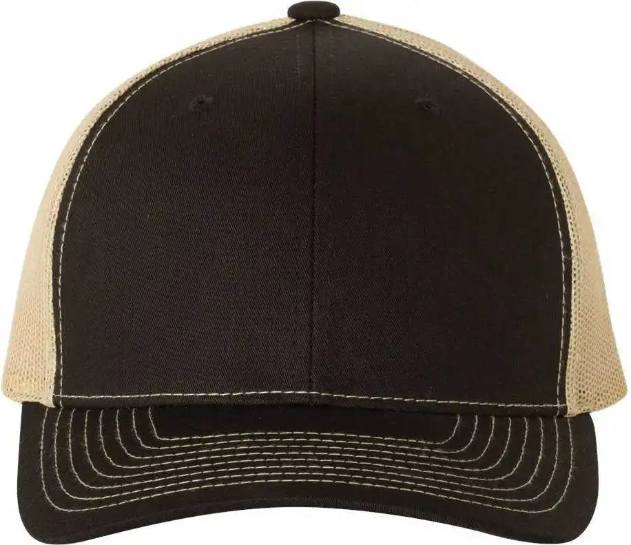 Richardson 112 Snapback Trucker Caps - Black Vegas Gold - Osfm