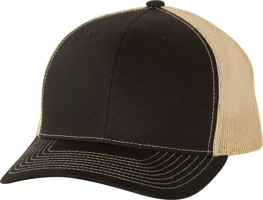 Richardson 112 Snapback Trucker Caps - Black Vegas Gold - Osfm