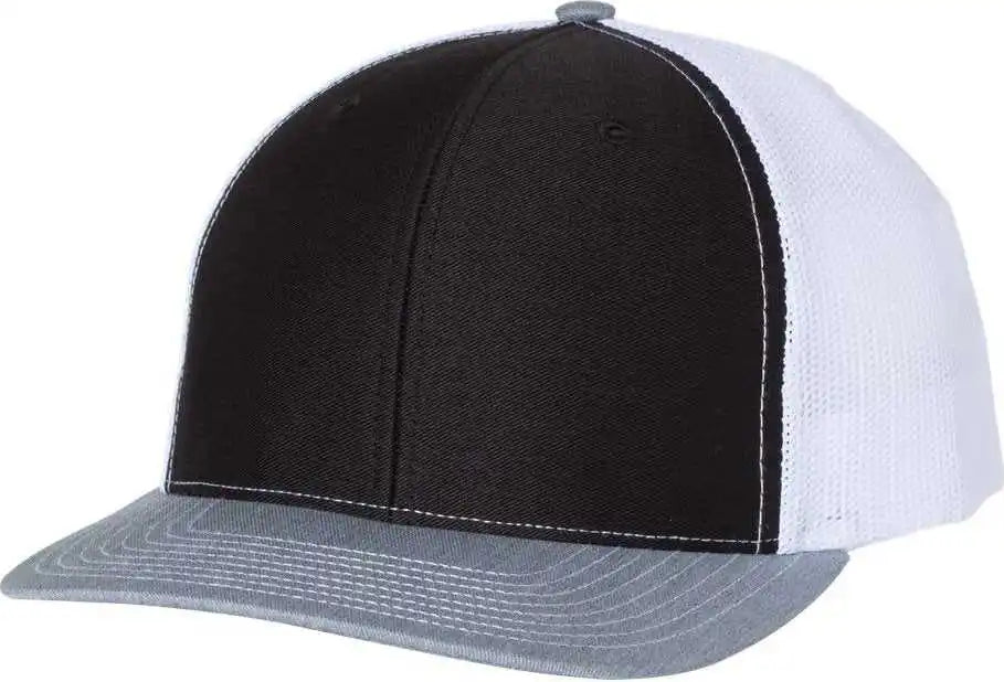 Richardson 112 Snapback Trucker Caps - Black White Heather Gray - Osfm