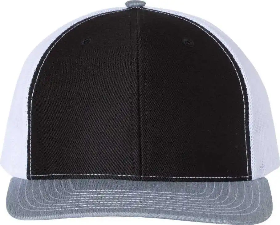 Richardson 112 Snapback Trucker Caps - Black White Heather Gray - Osfm