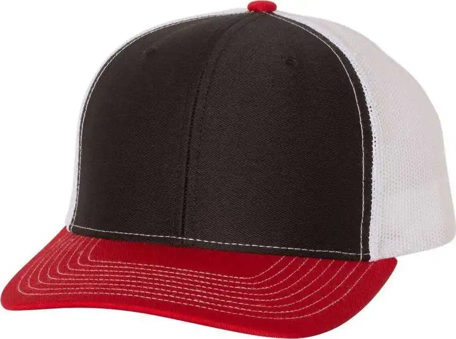 Richardson 112 Snapback Trucker Caps Black White Red / Osfm