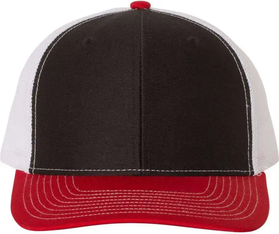Richardson 112 Snapback Trucker Caps Black White Red / Osfm
