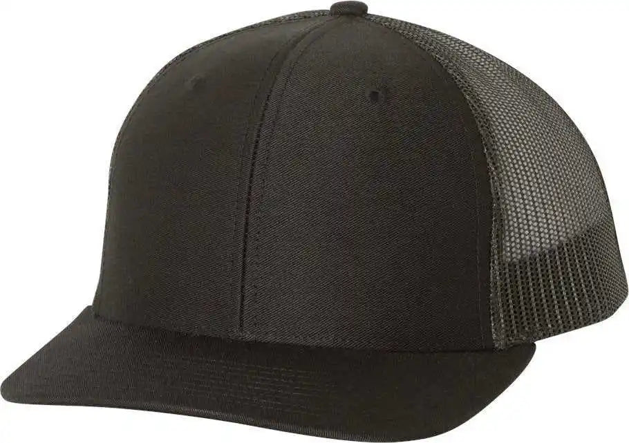 Richardson 112 Snapback Trucker Caps - Black - Youth