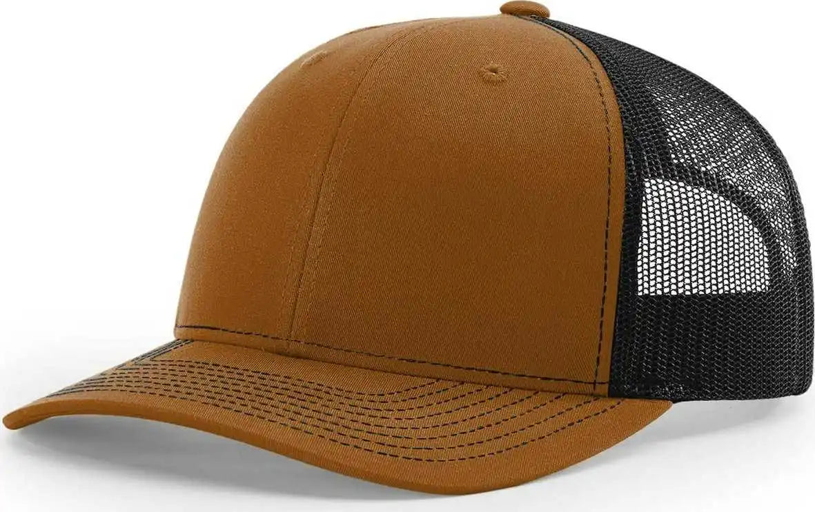 Richardson 112 Snapback Trucker Caps - Carmel Black - Tan / Osfm