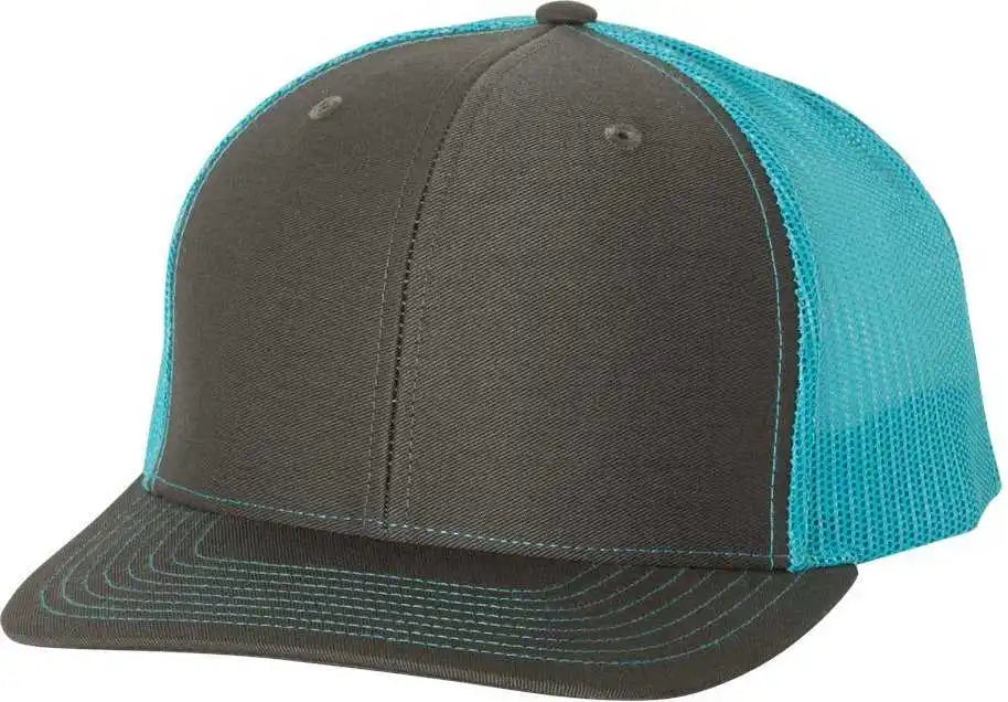 Richardson 112 Snapback Trucker Caps - Charcoal Neon Blue - Dark Gray / Osfm