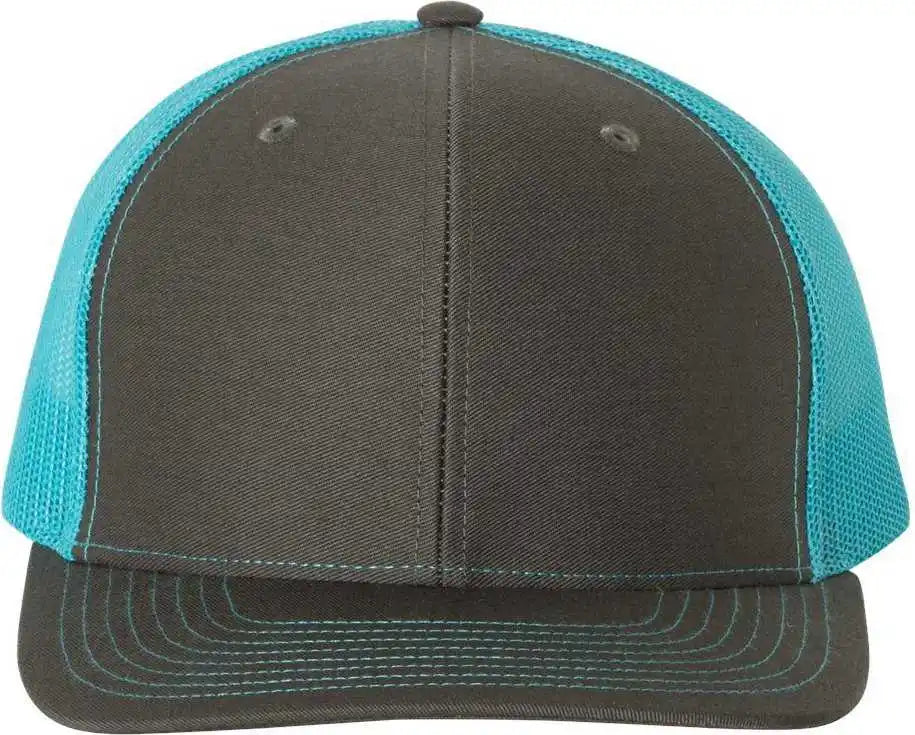 Richardson 112 Snapback Trucker Caps - Charcoal Neon Blue - Dark Gray / Osfm