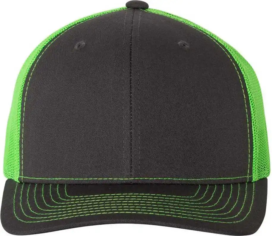 Richardson 112 Snapback Trucker Caps - Charcoal Neon Green - Dark Gray / Osfm