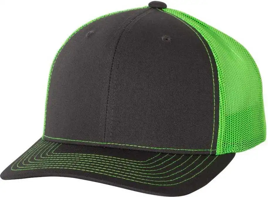 Richardson 112 Snapback Trucker Caps - Charcoal Neon Green - Dark Gray / Osfm