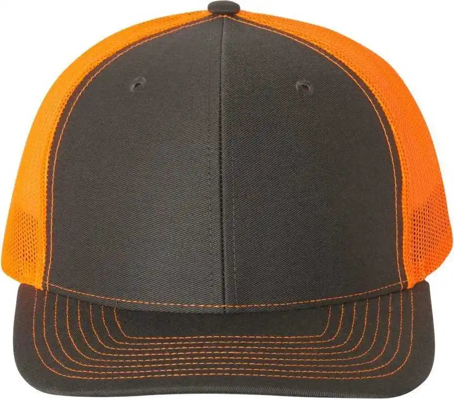 Richardson 112 Snapback Trucker Caps - Charcoal Neon Orange - Dark Gray / Osfm