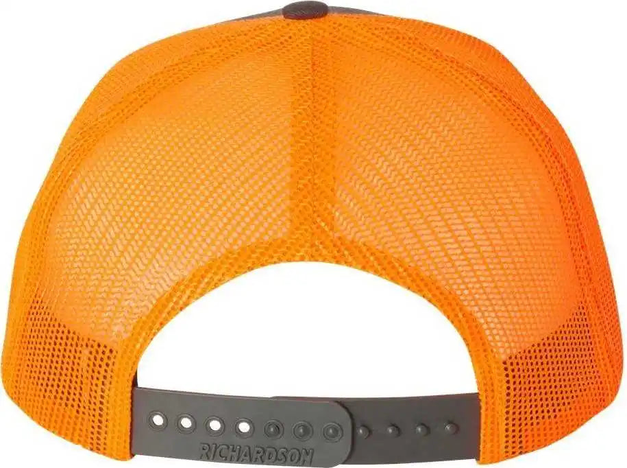 Richardson 112 Snapback Trucker Caps - Charcoal Neon Orange - Dark Gray / Osfm