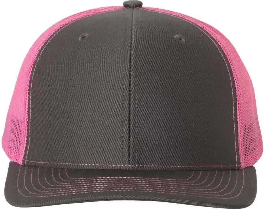 Richardson 112 Snapback Trucker Caps - Charcoal Neon Pink - Dark Gray / Osfm