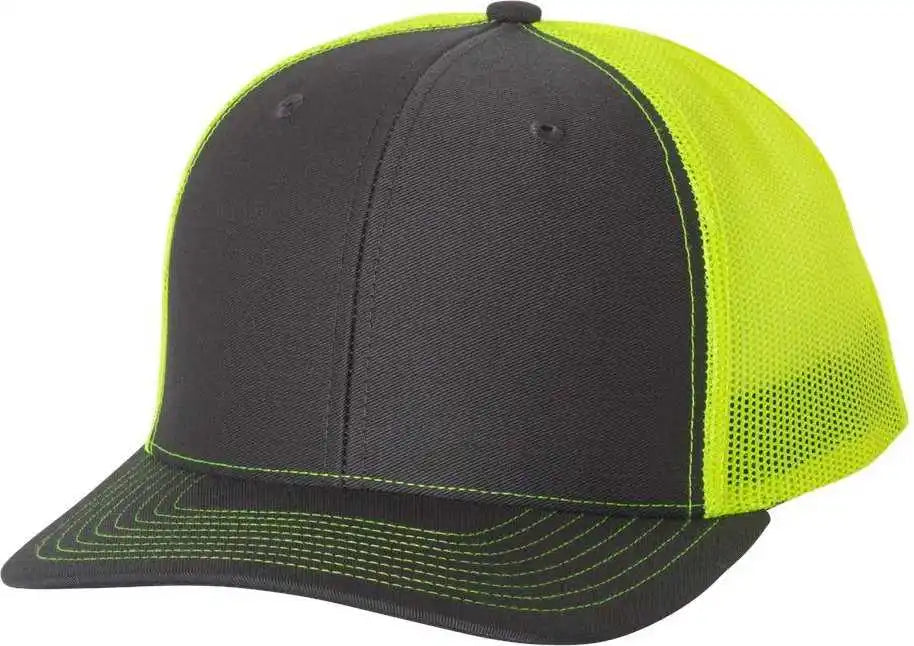 Richardson 112 Snapback Trucker Caps Charcoal Neon Yellow Dark Gray / Osfm