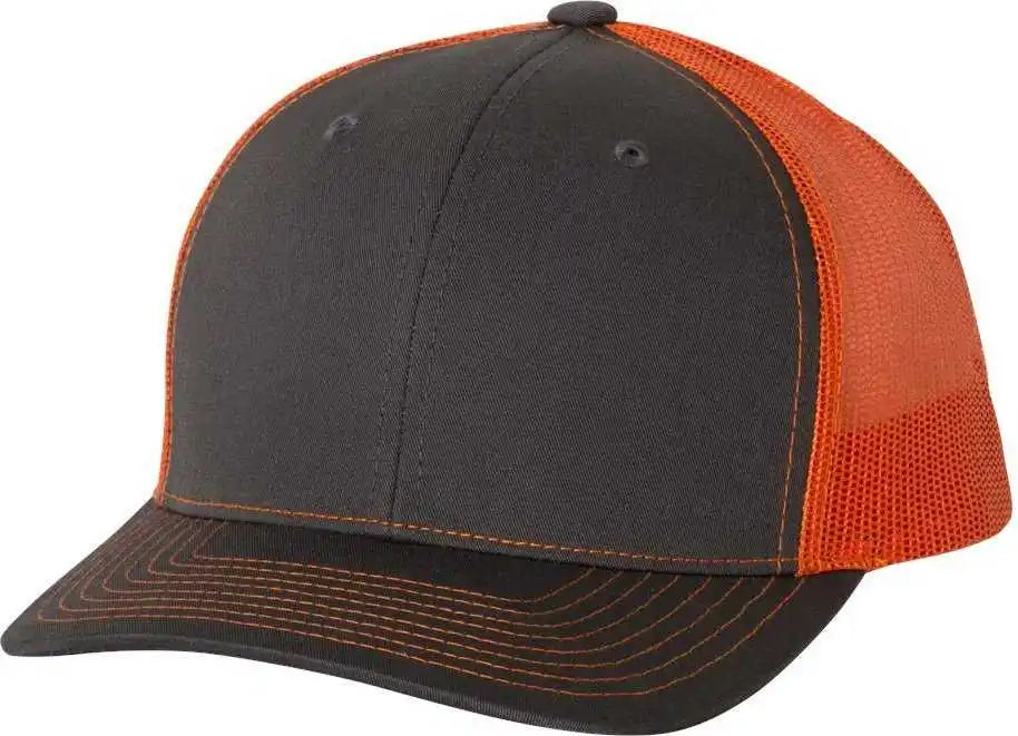 Richardson 112 Snapback Trucker Caps - Charcoal Orange - Dark Gray / Osfm