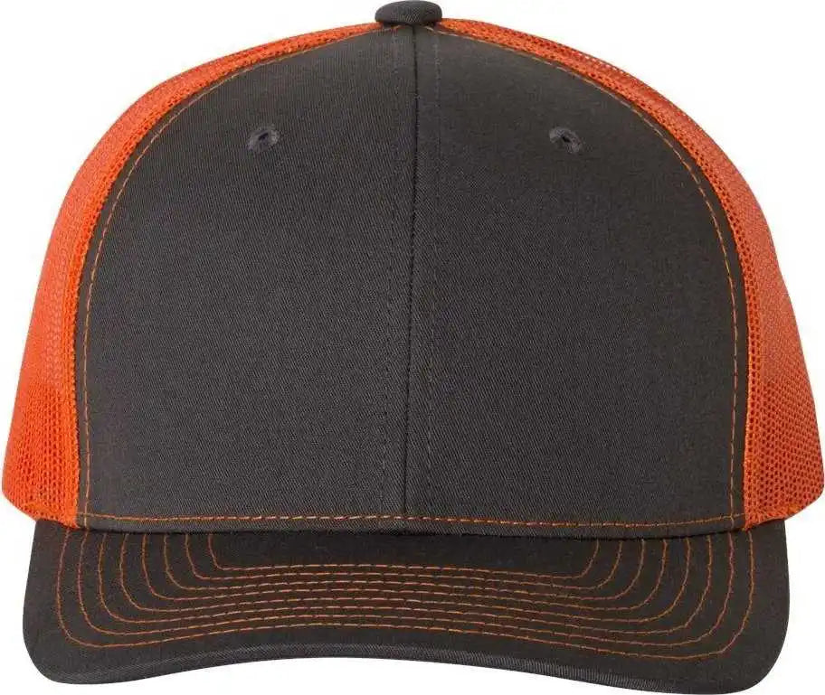 Richardson 112 Snapback Trucker Caps - Charcoal Orange - Dark Gray / Osfm