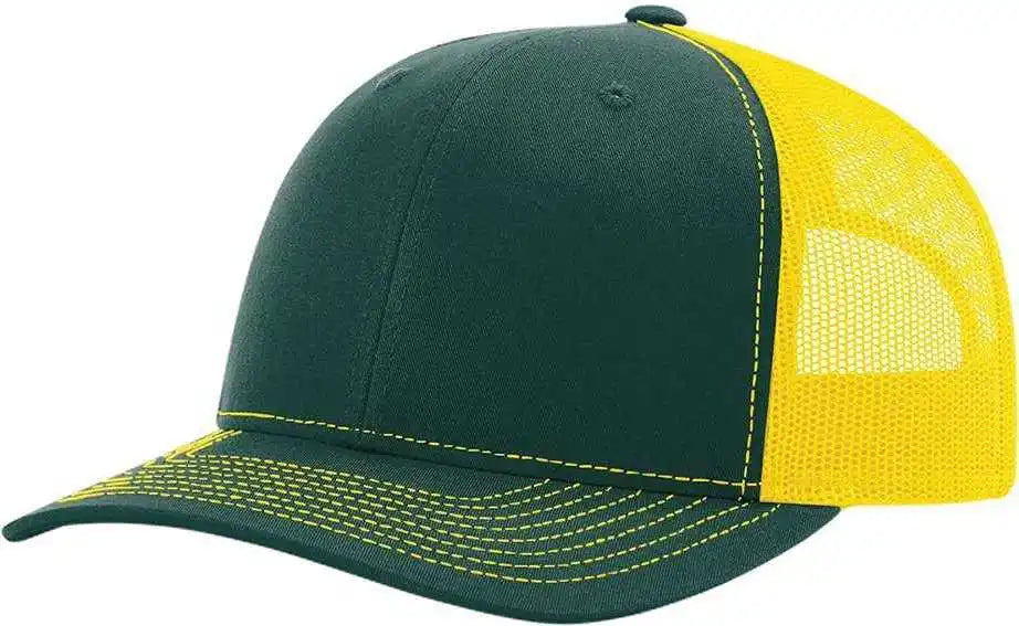Richardson 112 Snapback Trucker Caps Dark Green Yellow Forest / Osfm