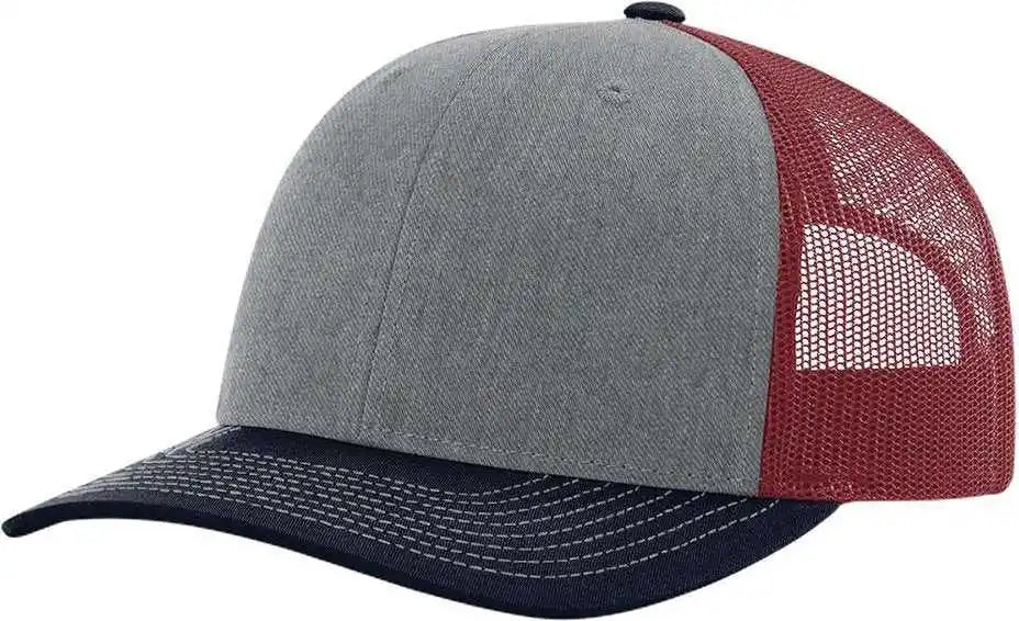 Richardson 112 Snapback Trucker Caps Heather Gray Cardinal Navy / Osfm