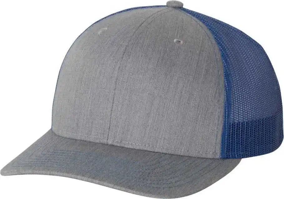 Richardson 112 Snapback Trucker Caps - Heather Gray Royal - Osfm