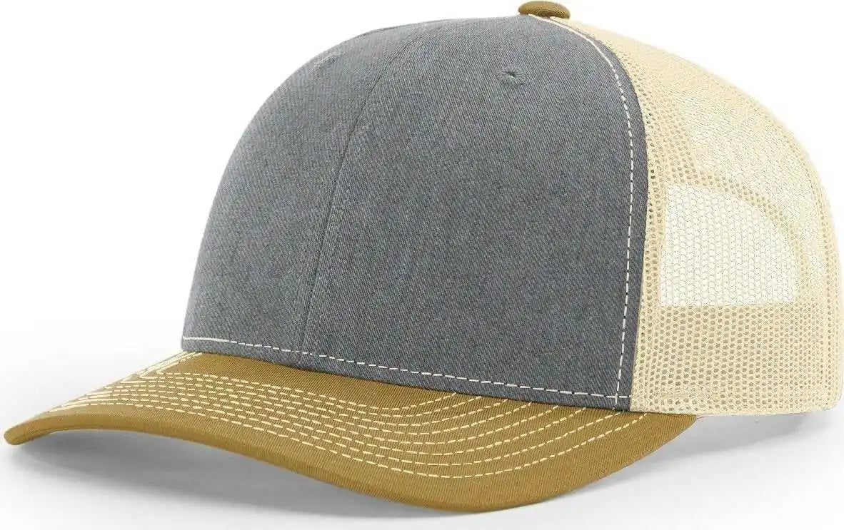Richardson 112 Snapback Trucker Caps Heather Grey Birch Amber Gold Gray / Osfm