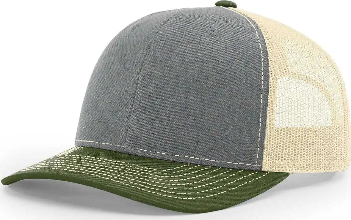 Richardson 112 Snapback Trucker Caps Heather Grey/ Birch/ Army Olive Gray / Osfm
