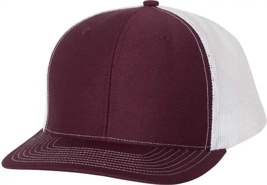 Richardson 112 Snapback Trucker Caps Maroon White / Osfm