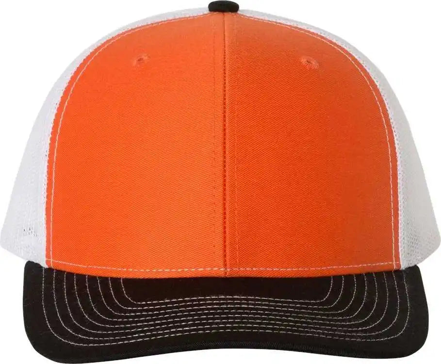 Richardson 112 Snapback Trucker Caps - Orange White Black - Osfm