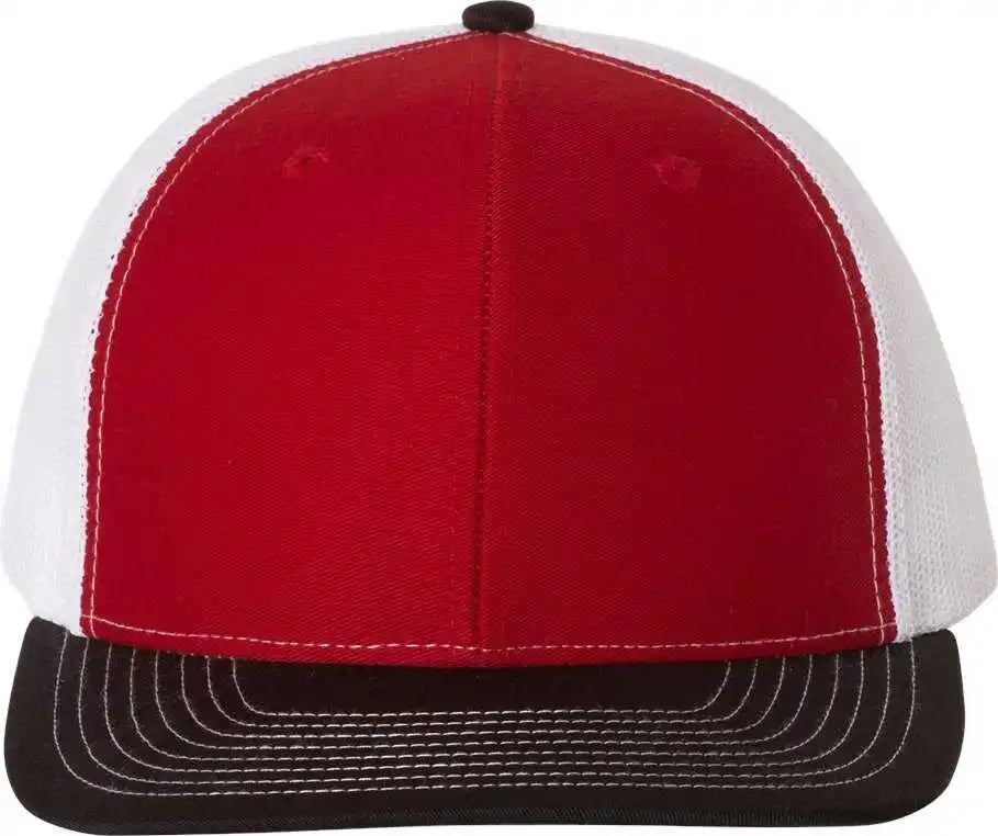 Richardson 112 Snapback Trucker Caps - Red White Black - Osfm