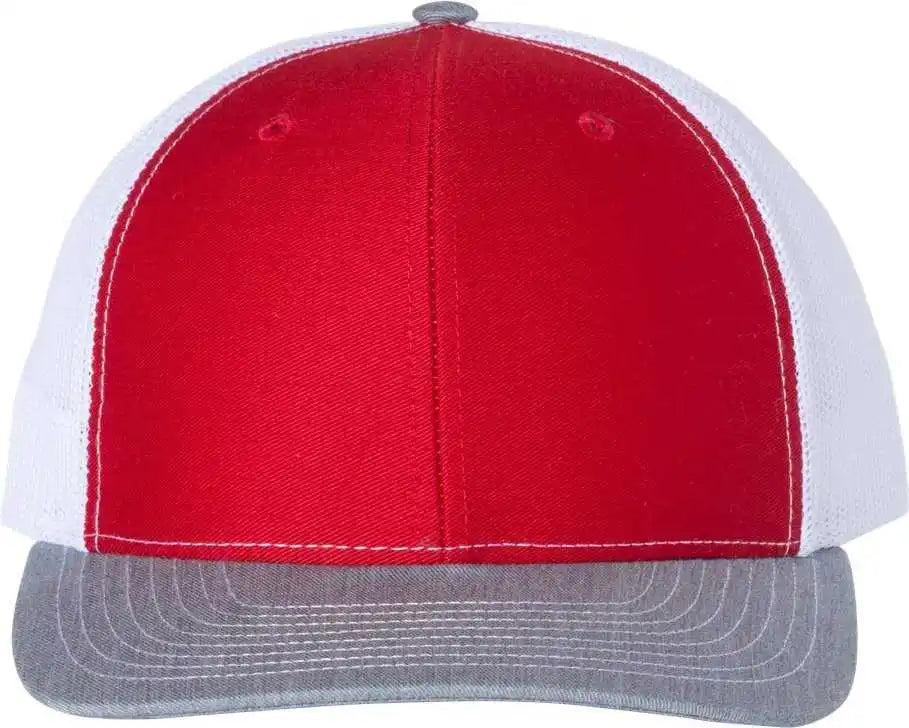 Richardson 112 Snapback Trucker Caps - Red White Heather Gray - Osfm
