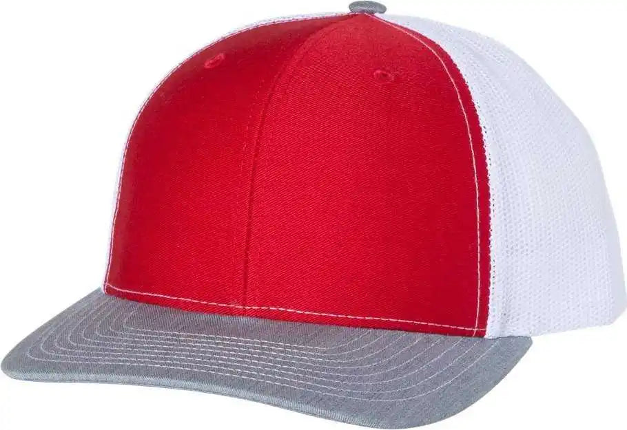 Richardson 112 Snapback Trucker Caps Red White Heather Gray / Osfm