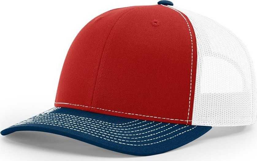 Richardson 112 Snapback Trucker Caps - Red White Navy - Osfm