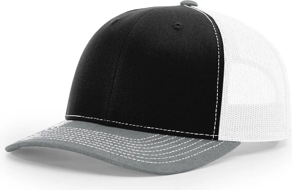 Richardson 112 Trucker Cap - Black White Heather Gray - Md-lg