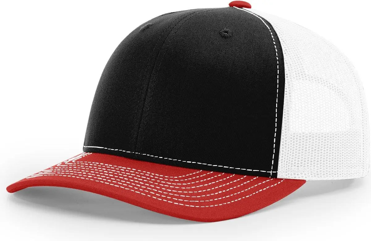 Richardson 112 Trucker Cap - Black White Red - Md-lg