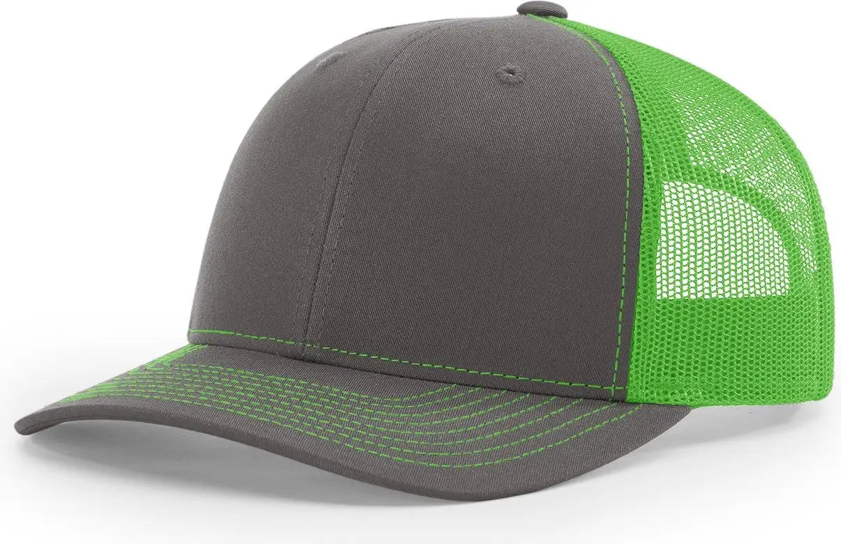 Richardson 112 Trucker Cap - Charcoal Neon Green