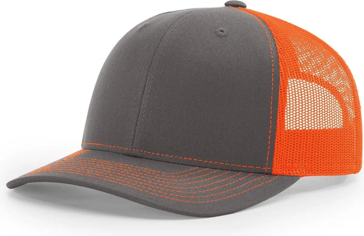 Richardson 112 Trucker Cap - Charcoal Neon Orange - Dark Gray / Md-lg