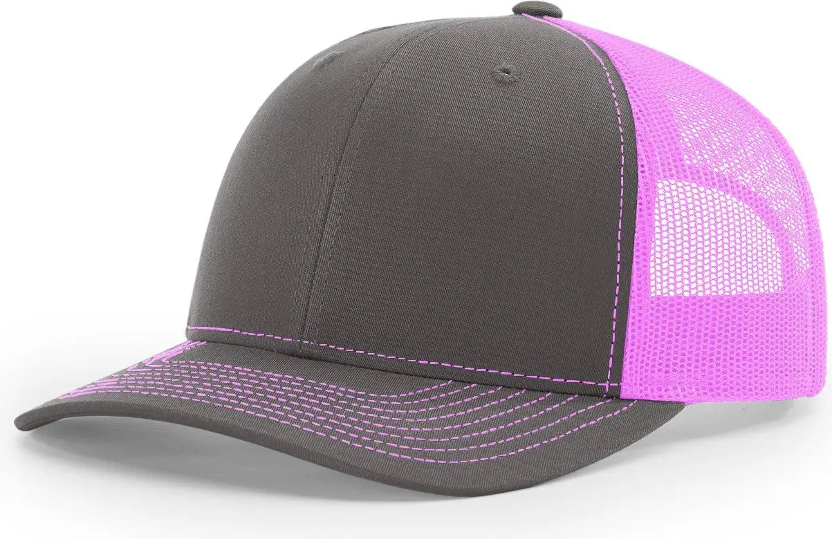 Richardson 112 Trucker Cap - Charcoal Neon Pink - Dark Gray / Md-lg