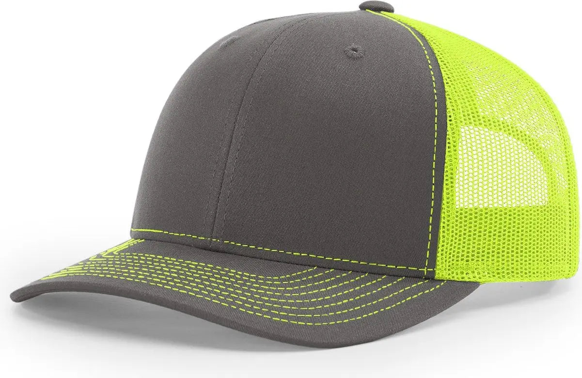 Richardson 112 Trucker Cap - Charcoal Neon Yellow - Dark Gray / Md-lg