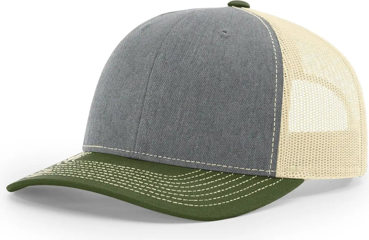 Richardson 112 Trucker Cap - Heather Gray Birch Army Olive - Md-lg