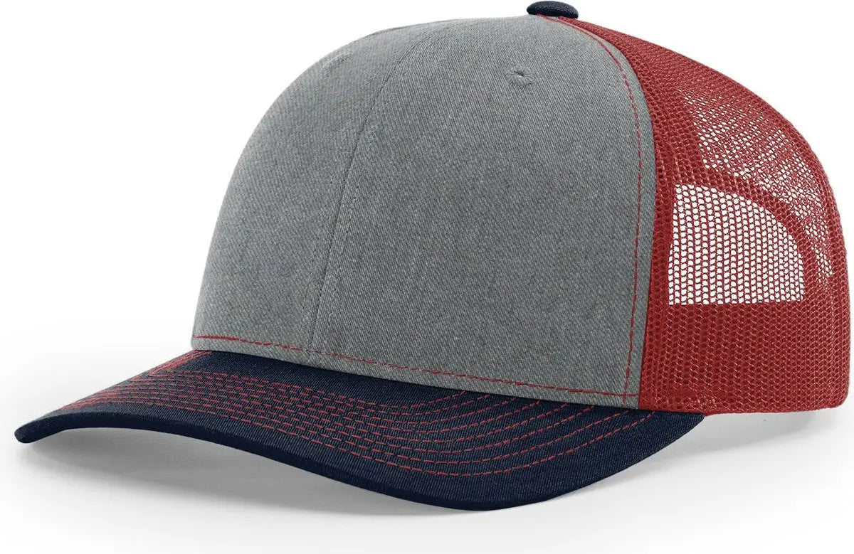 Richardson 112 Trucker Cap - Heather Gray Cardinal Navy - Md-lg