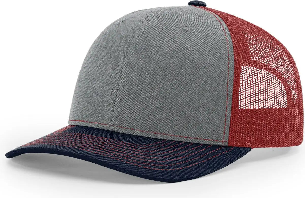 Richardson 112 Trucker Cap - Heather Gray Cardinal Navy - Md-lg