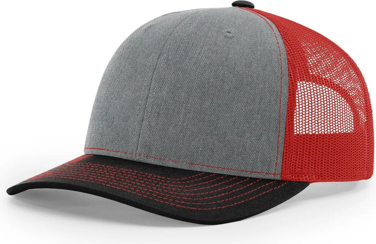 Richardson 112 Trucker Cap - Heather Gray Red Black - Md-lg